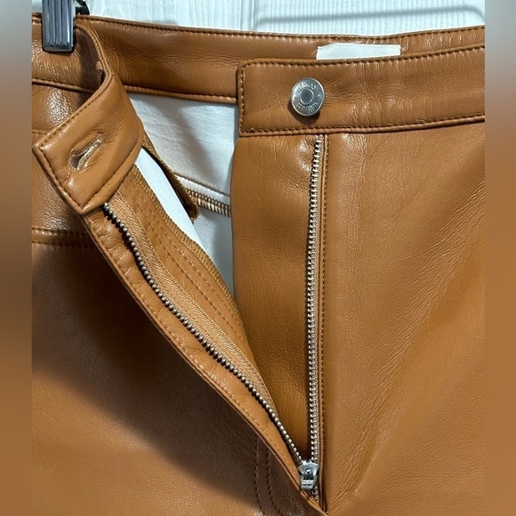 Aritzia Wilfred The Melina Pants High-waisted Vegan Leather Epicurean Brown 10 - Picture 9 of 16